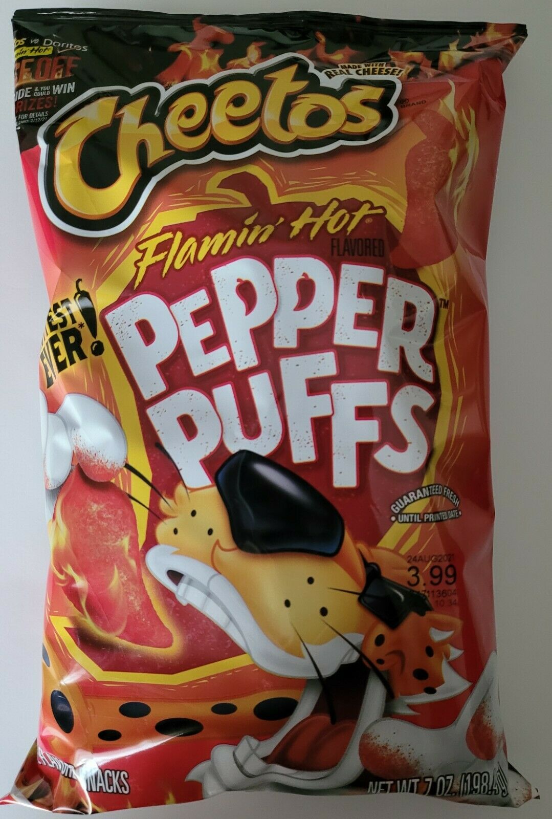 NEW CHEETOS FLAMIN' HOT PEPPER PUFFS 7 OZ BAG CHEESE FLAVORED SNACKS ...