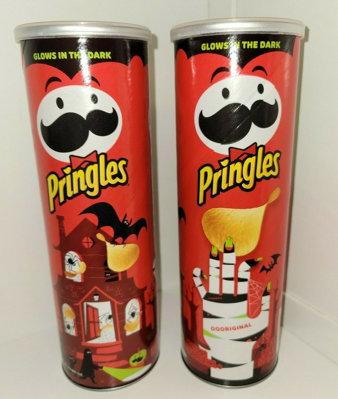 Pringles Glow In The Dark Cans Original Potato Chips Spooky Halloween