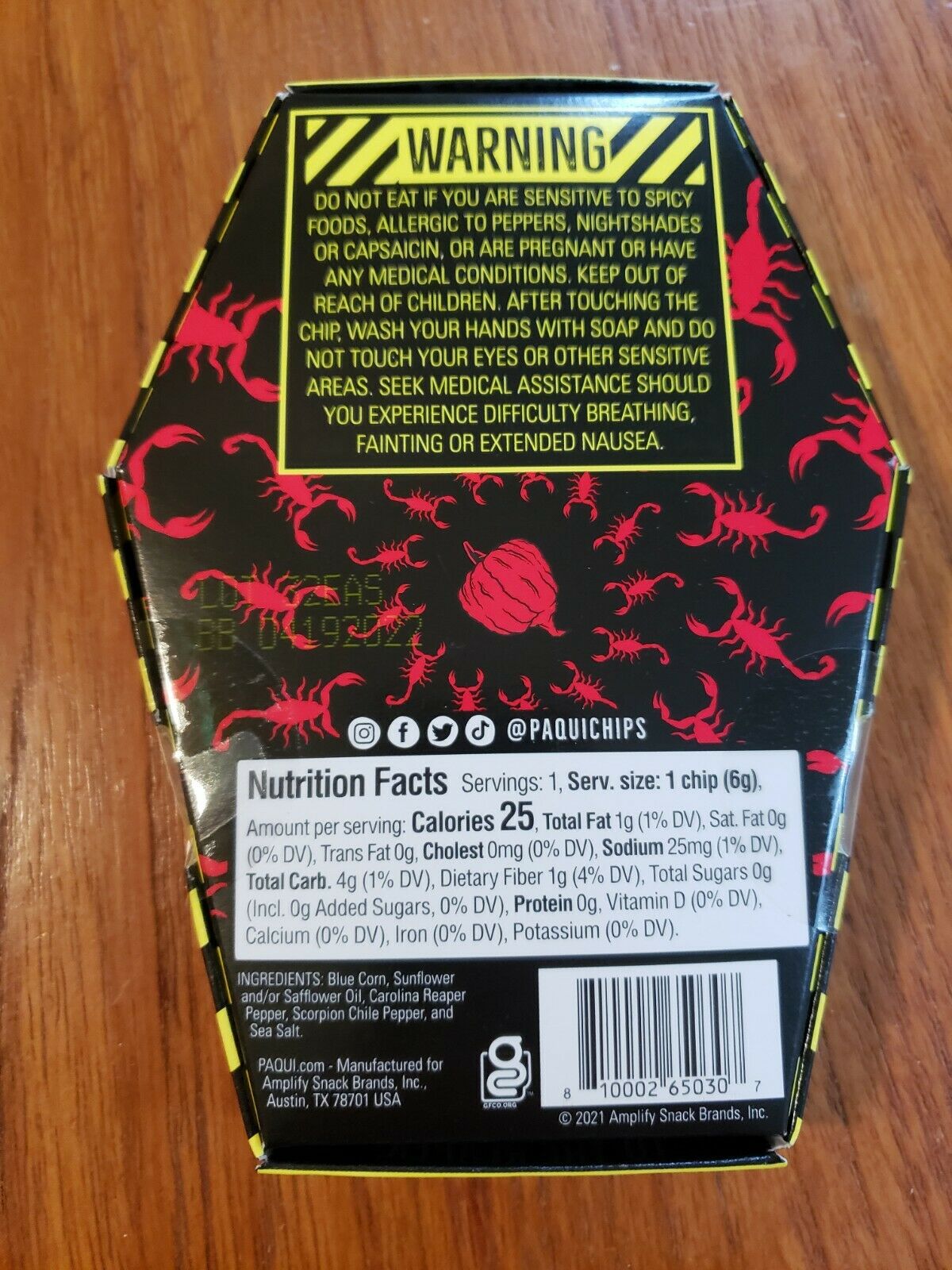 Paqui One Chip Challenge Carolina Reaper Pepper Worlds Hottest Chip