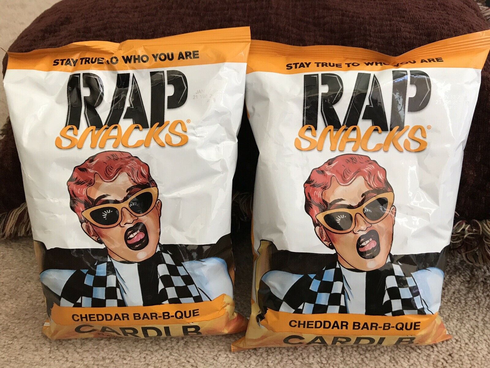 BRAND NEW Rap Snacks Cardi B Cheddar Bar-B-Que Flavored Potato Chips 2-pack